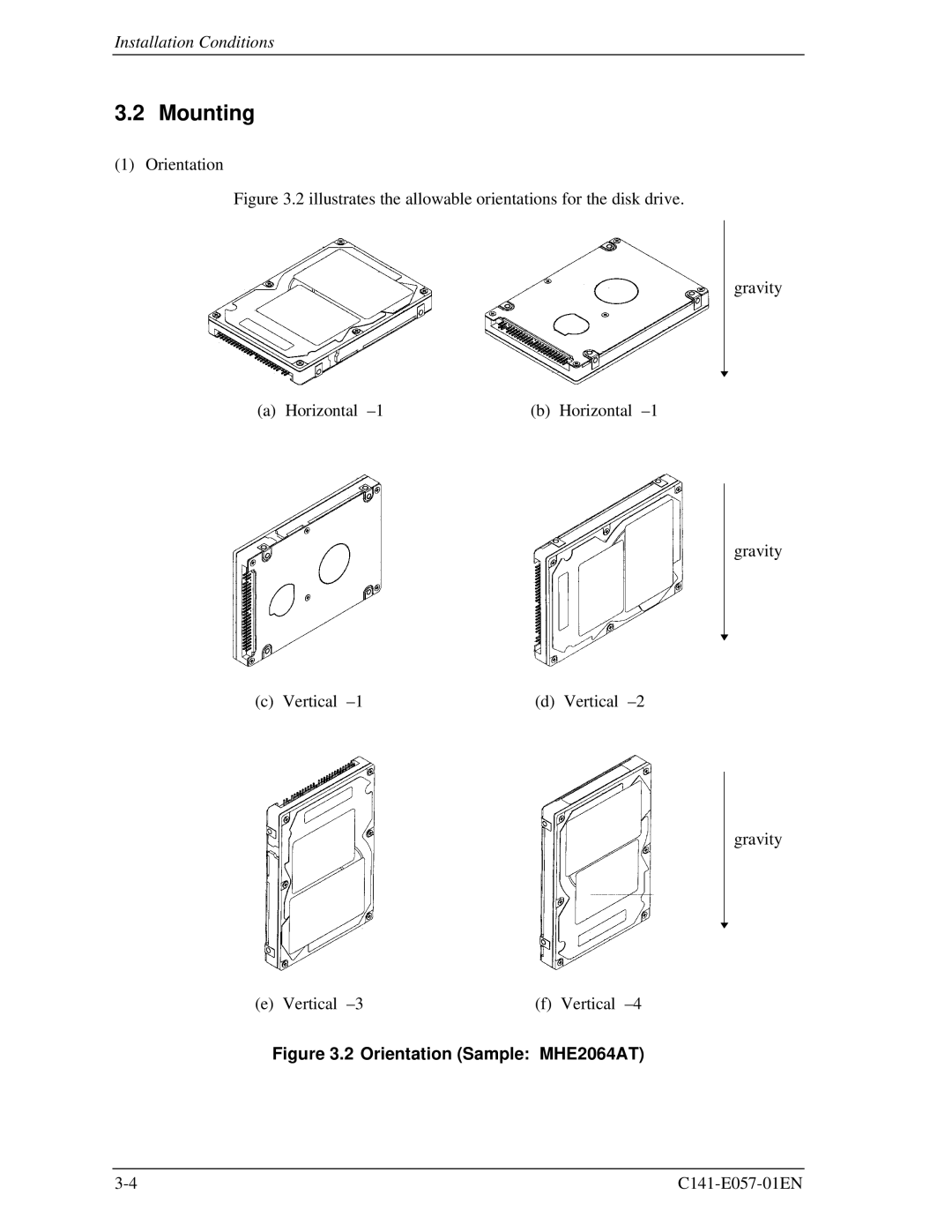 Fujitsu MHF2043AT, MHE2043AT, MHF2021AT manual Mounting, Orientation Sample MHE2064AT 