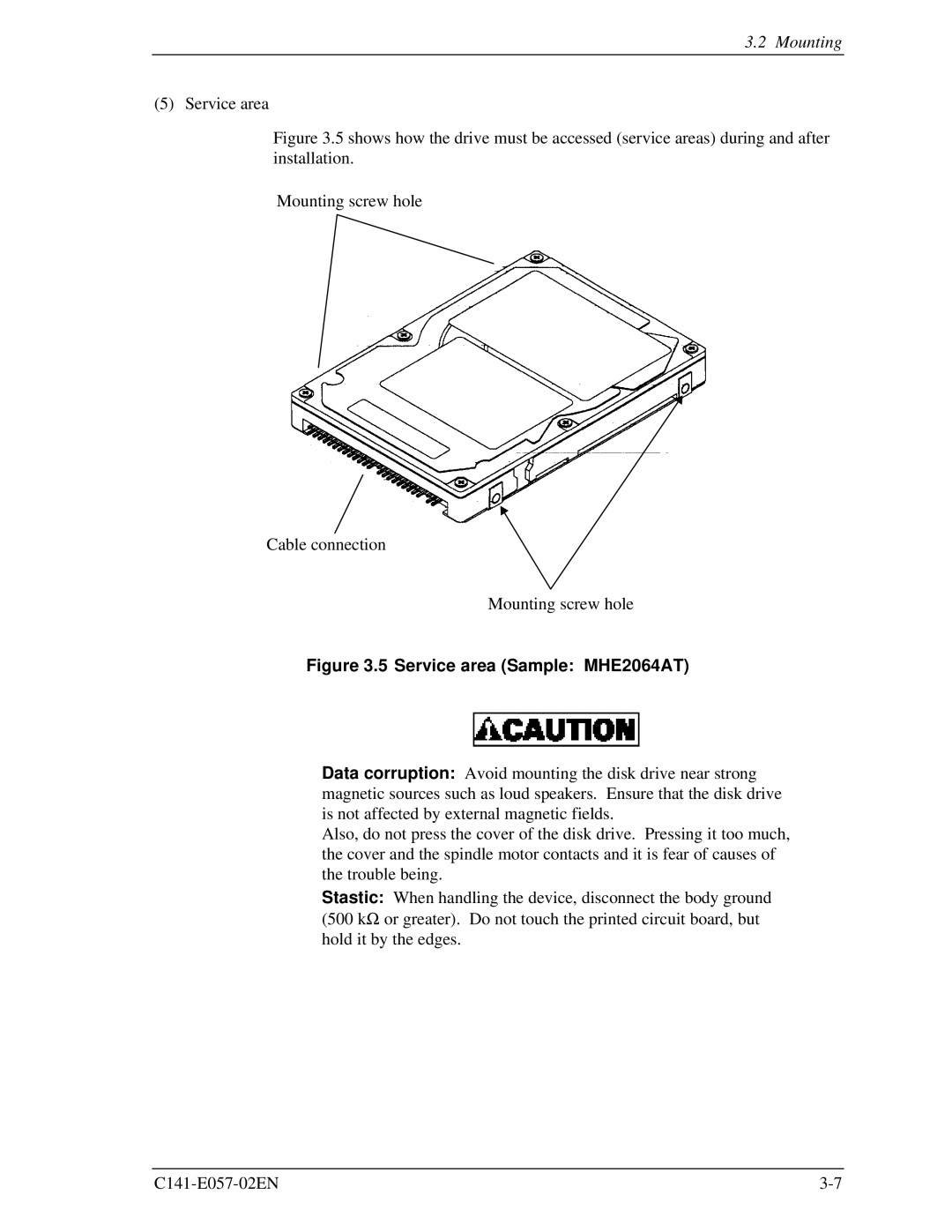 Fujitsu MHF2021AT, MHF2043AT, MHE2043AT manual Service area Sample MHE2064AT 