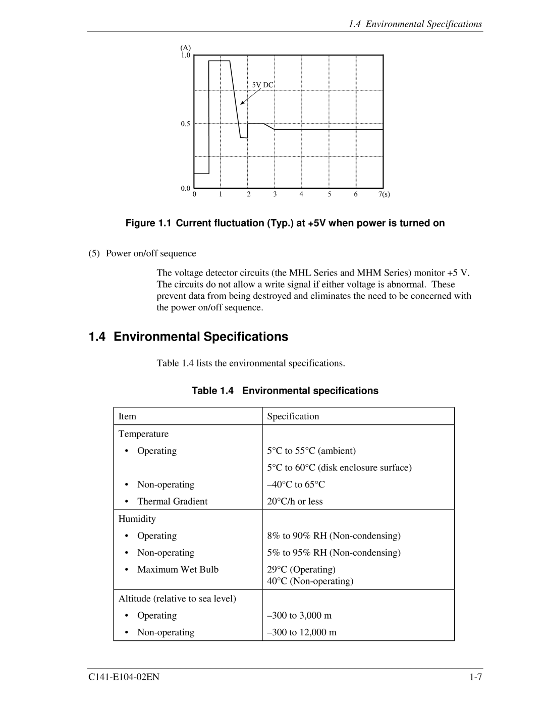 Fujitsu MHM200AT, MHM2100AT, MHM215OAT, MHL2300AT manual Environmental Specifications, Environmental specifications 