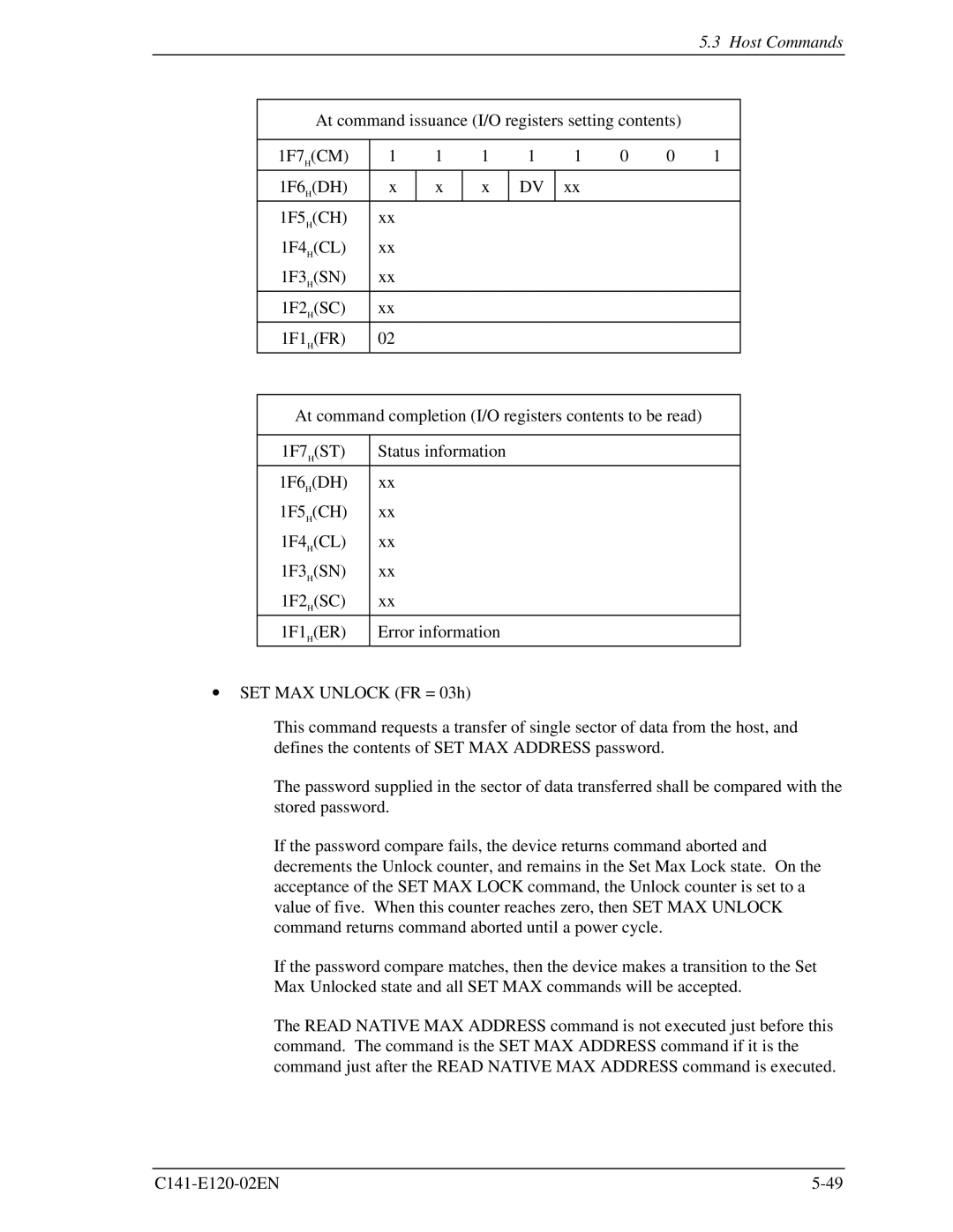 Fujitsu MHN2100AT, MHN2150AT, MHN2300AT, MHN2200AT manual Host Commands 