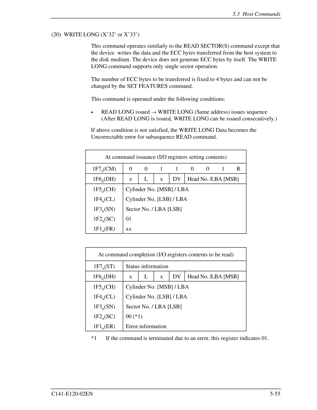 Fujitsu MHN2200AT, MHN2150AT, MHN2100AT, MHN2300AT manual Host Commands 