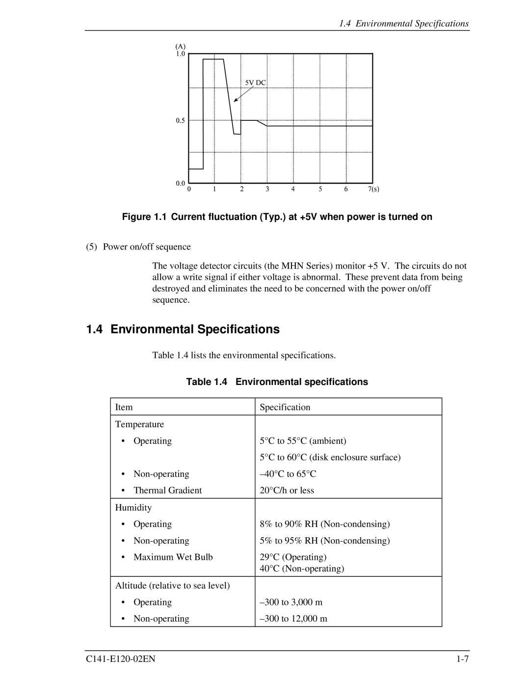 Fujitsu MHN2200AT, MHN2150AT, MHN2100AT, MHN2300AT manual Environmental Specifications, Environmental specifications 