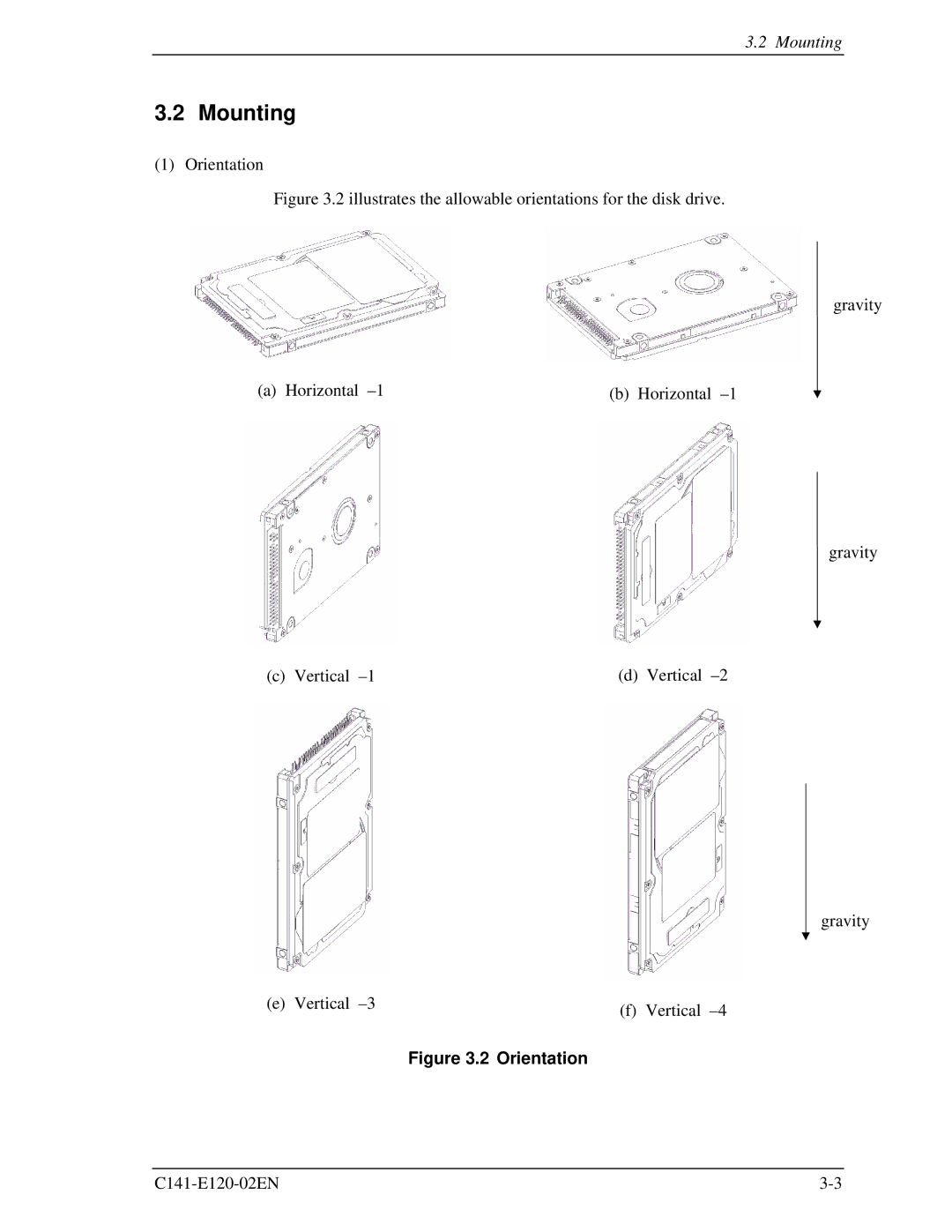 Fujitsu MHN2100AT, MHN2150AT, MHN2300AT, MHN2200AT manual Mounting, Orientation 