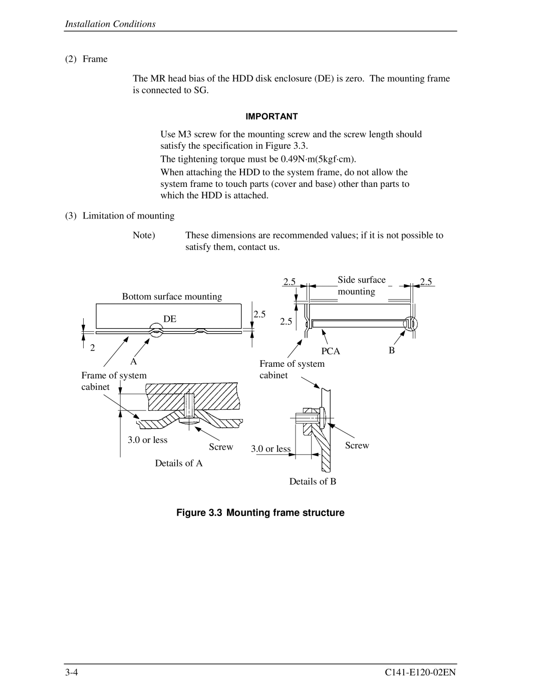 Fujitsu MHN2300AT, MHN2150AT, MHN2100AT, MHN2200AT manual Pca, Mounting frame structure 