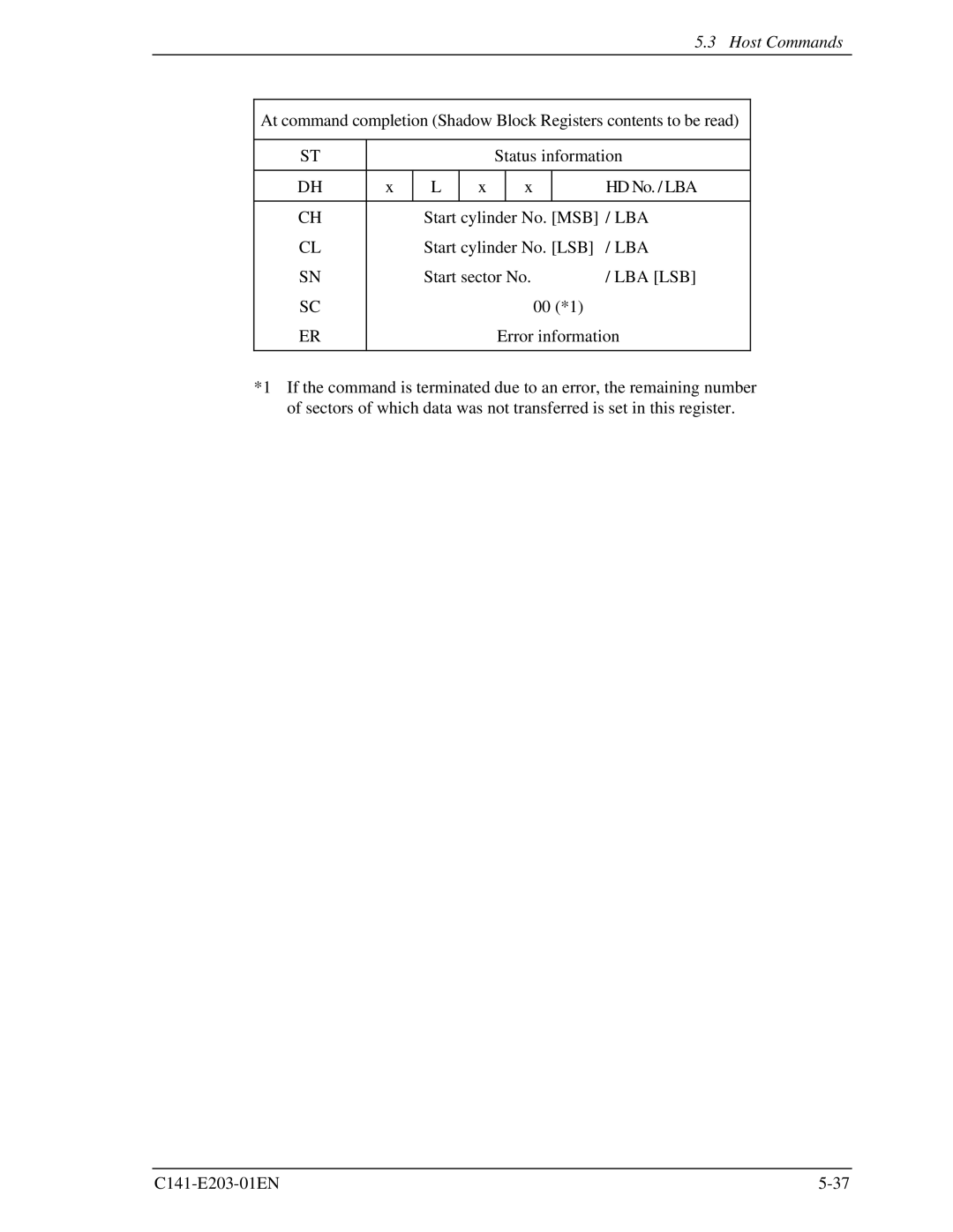 Fujitsu MHT2060BH, MHT2040BH, MHT2080BH manual Host Commands 