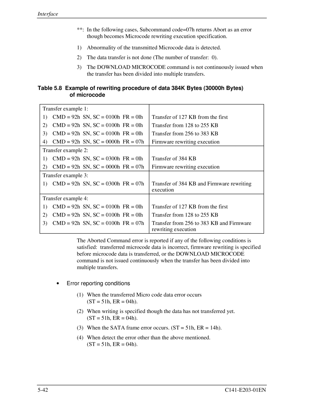 Fujitsu MHT2080BH, MHT2060BH, MHT2040BH manual Error reporting conditions 