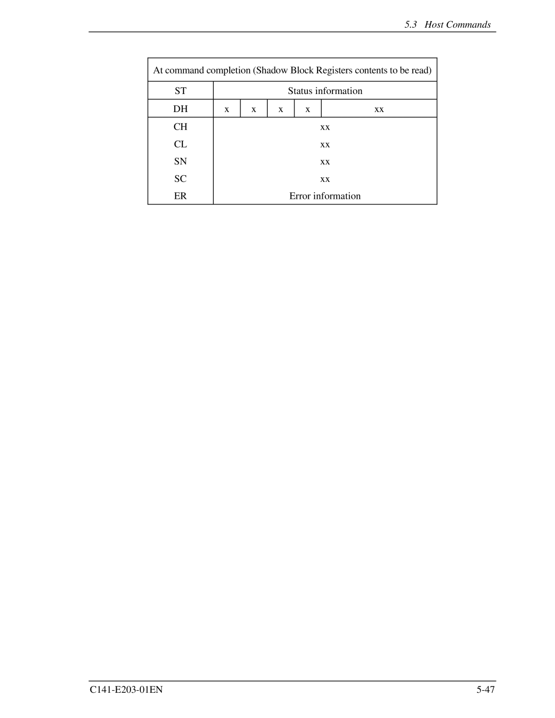 Fujitsu MHT2040BH, MHT2060BH, MHT2080BH manual Host Commands 