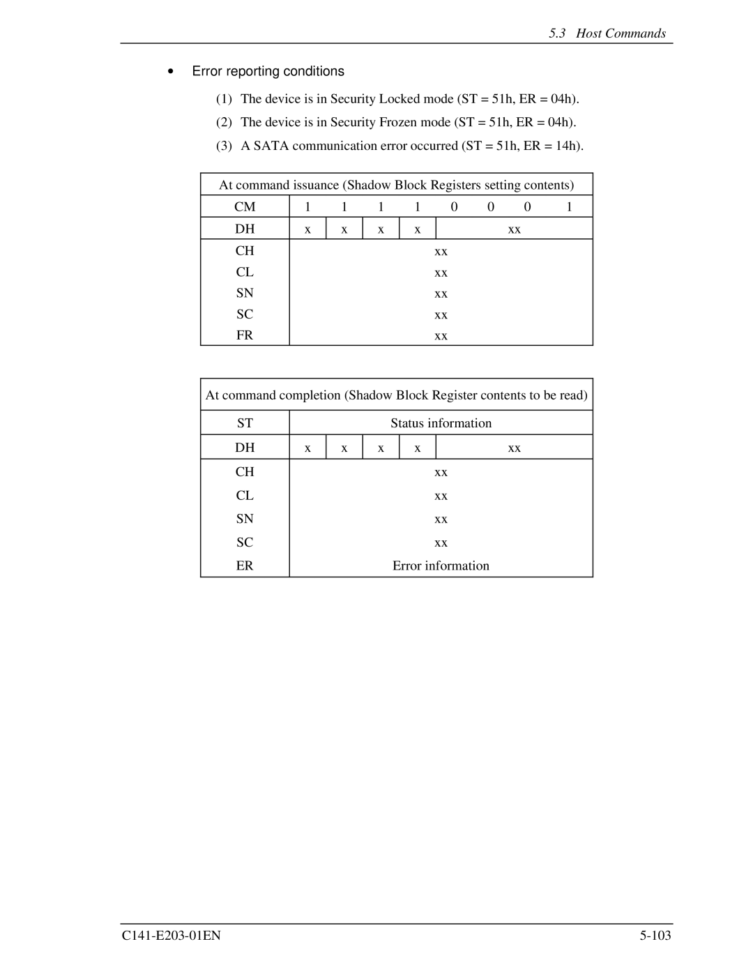 Fujitsu MHT2060BH, MHT2040BH, MHT2080BH manual Error reporting conditions 