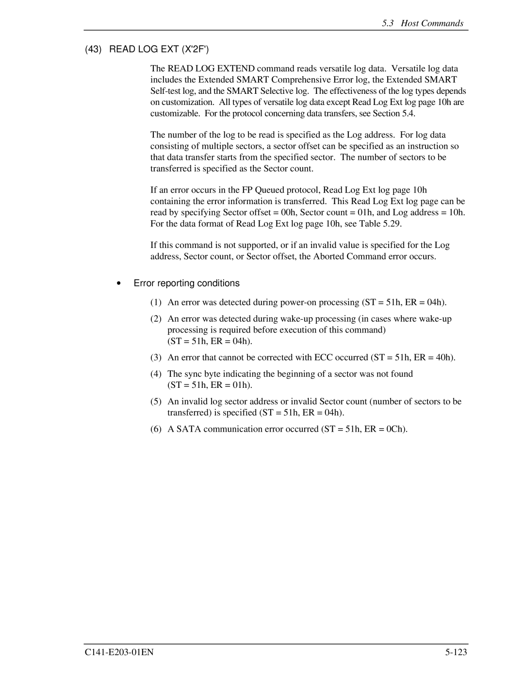 Fujitsu MHT2080BH, MHT2060BH, MHT2040BH manual Read LOG EXT X2F 