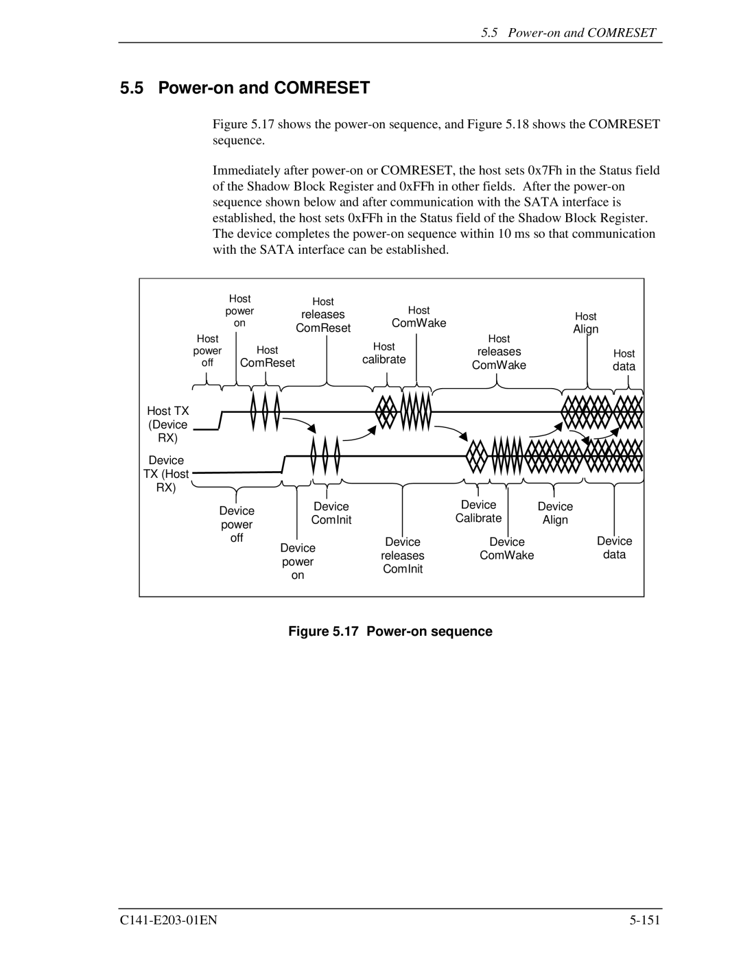 Fujitsu MHT2060BH, MHT2040BH, MHT2080BH manual Power-on and Comreset, Power-on sequence 