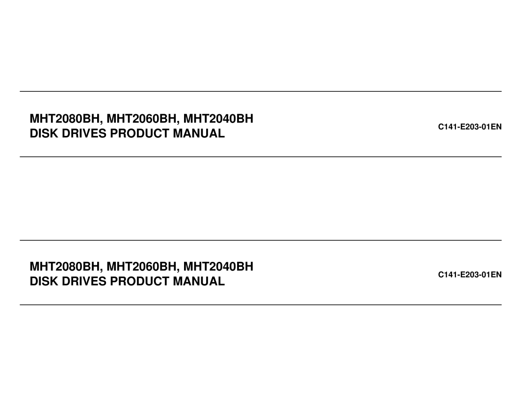 Fujitsu manual MHT2080BH, MHT2060BH, MHT2040BH, C141-E203-01EN 