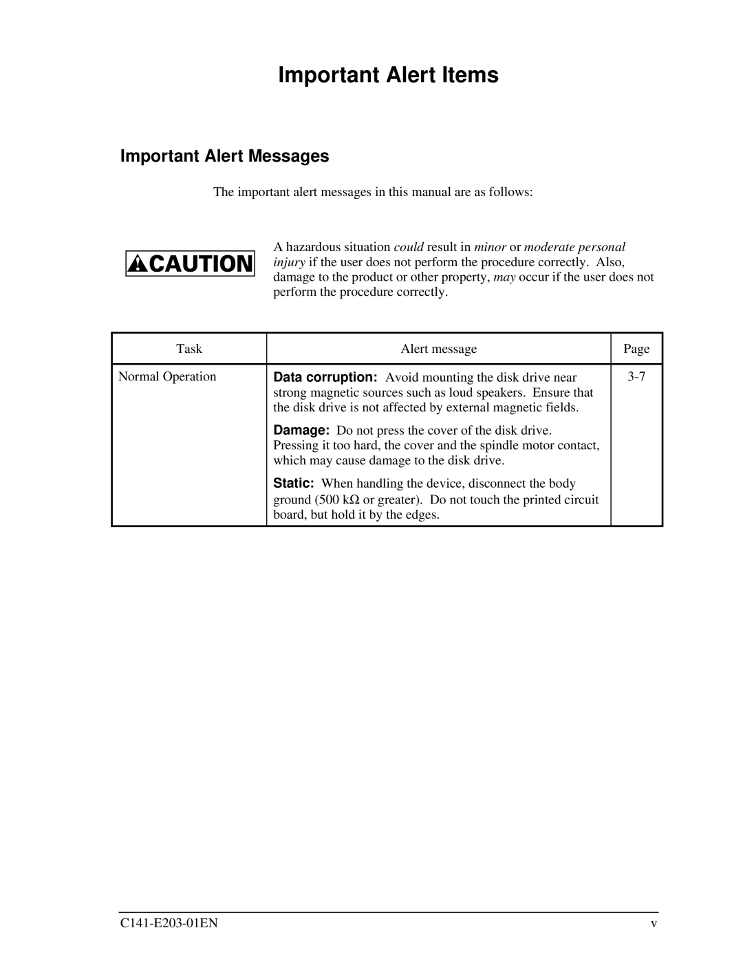 Fujitsu MHT2060BH, MHT2040BH, MHT2080BH manual Important Alert Items, Important Alert Messages 