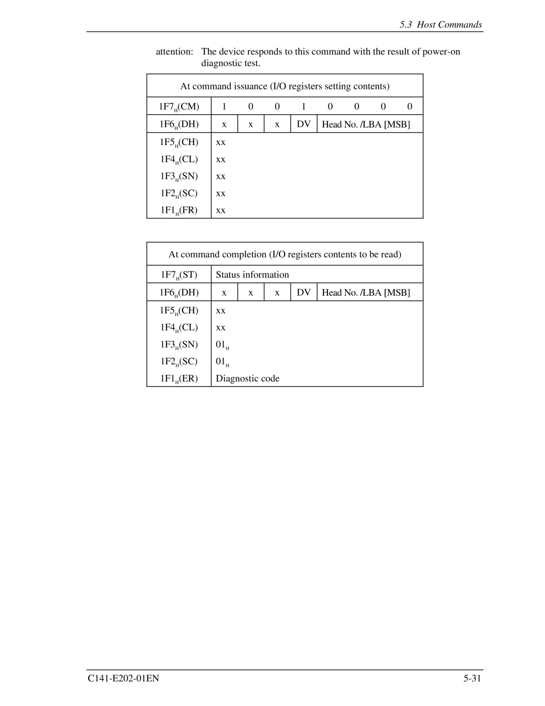 Fujitsu MHU2100AT manual Host Commands 