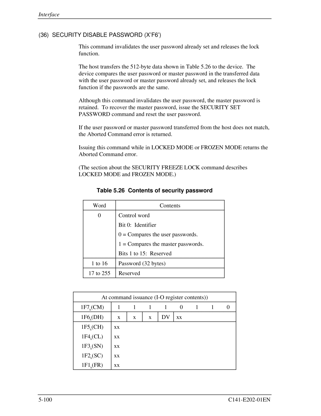 Fujitsu MHU2100AT manual Contents of security password 