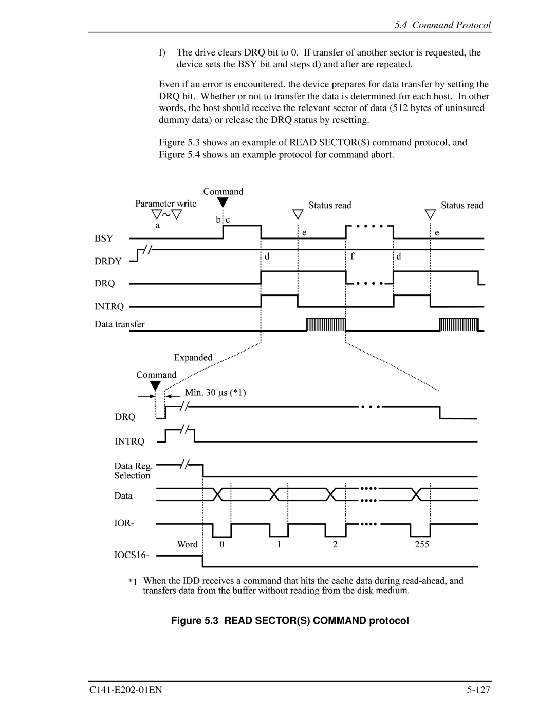 Fujitsu MHU2100AT manual Read Sectors Command protocol 