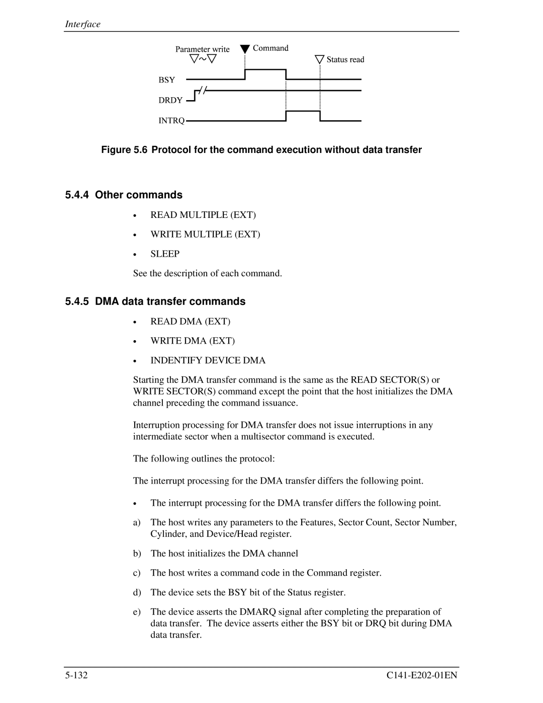 Fujitsu MHU2100AT manual Other commands, DMA data transfer commands, Read Multiple EXT Write Multiple EXT Sleep 