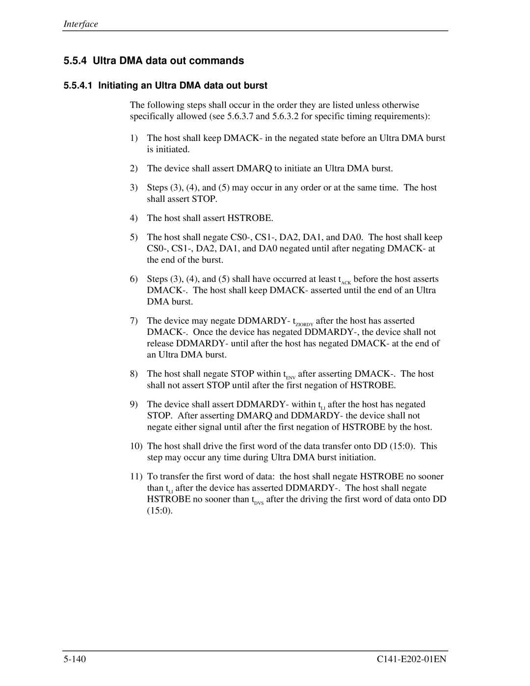 Fujitsu MHU2100AT manual Ultra DMA data out commands, Initiating an Ultra DMA data out burst 