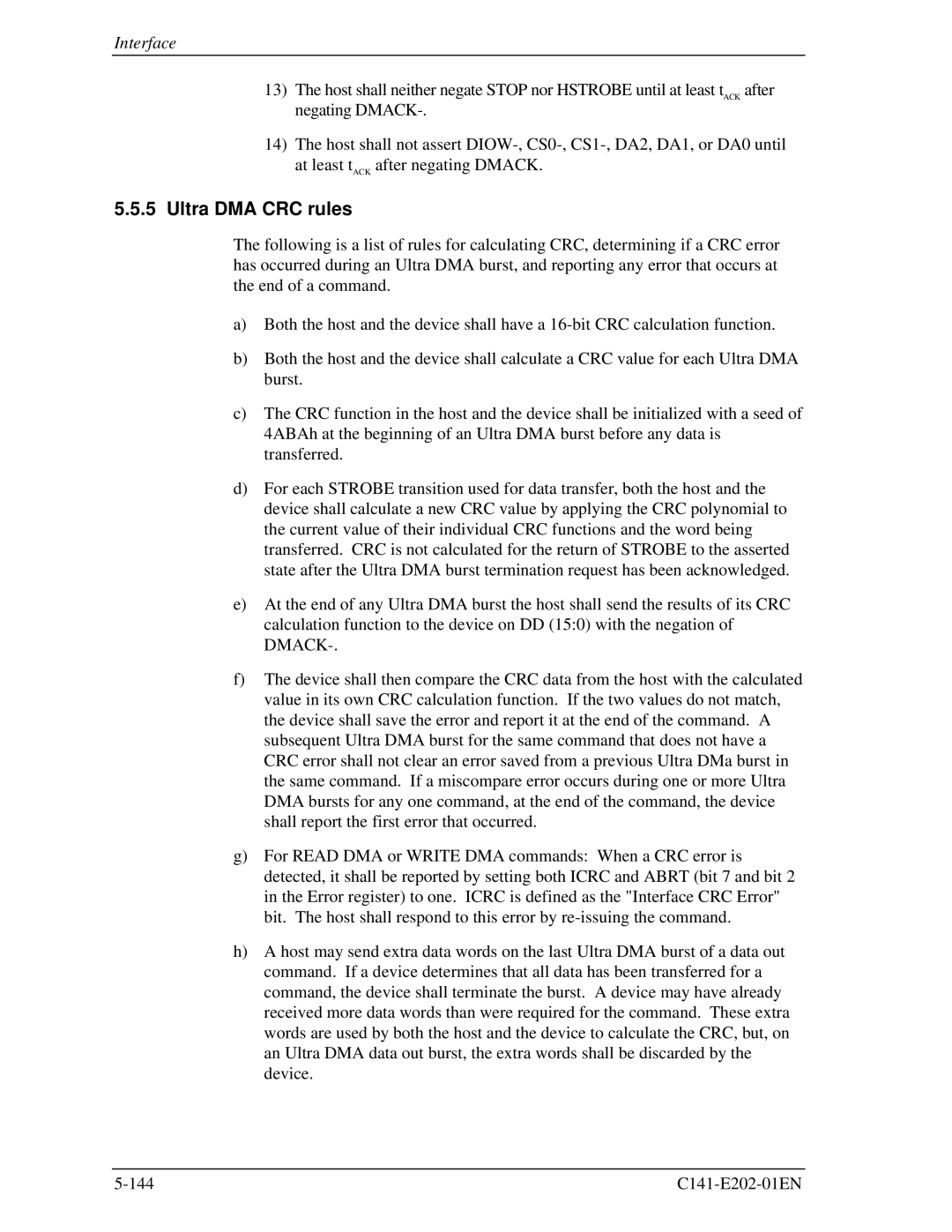 Fujitsu MHU2100AT manual Ultra DMA CRC rules 