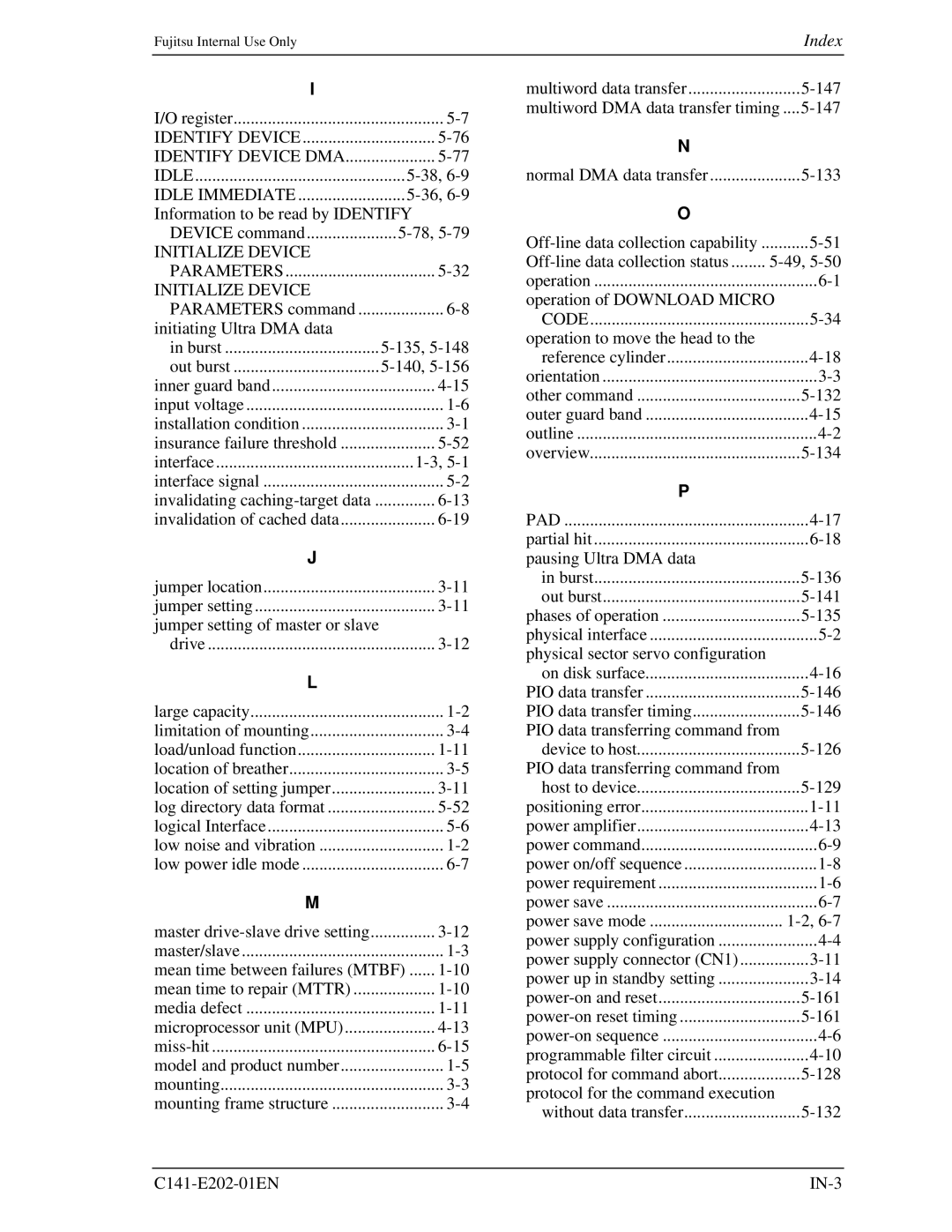 Fujitsu MHU2100AT manual Information to be read by Identify 