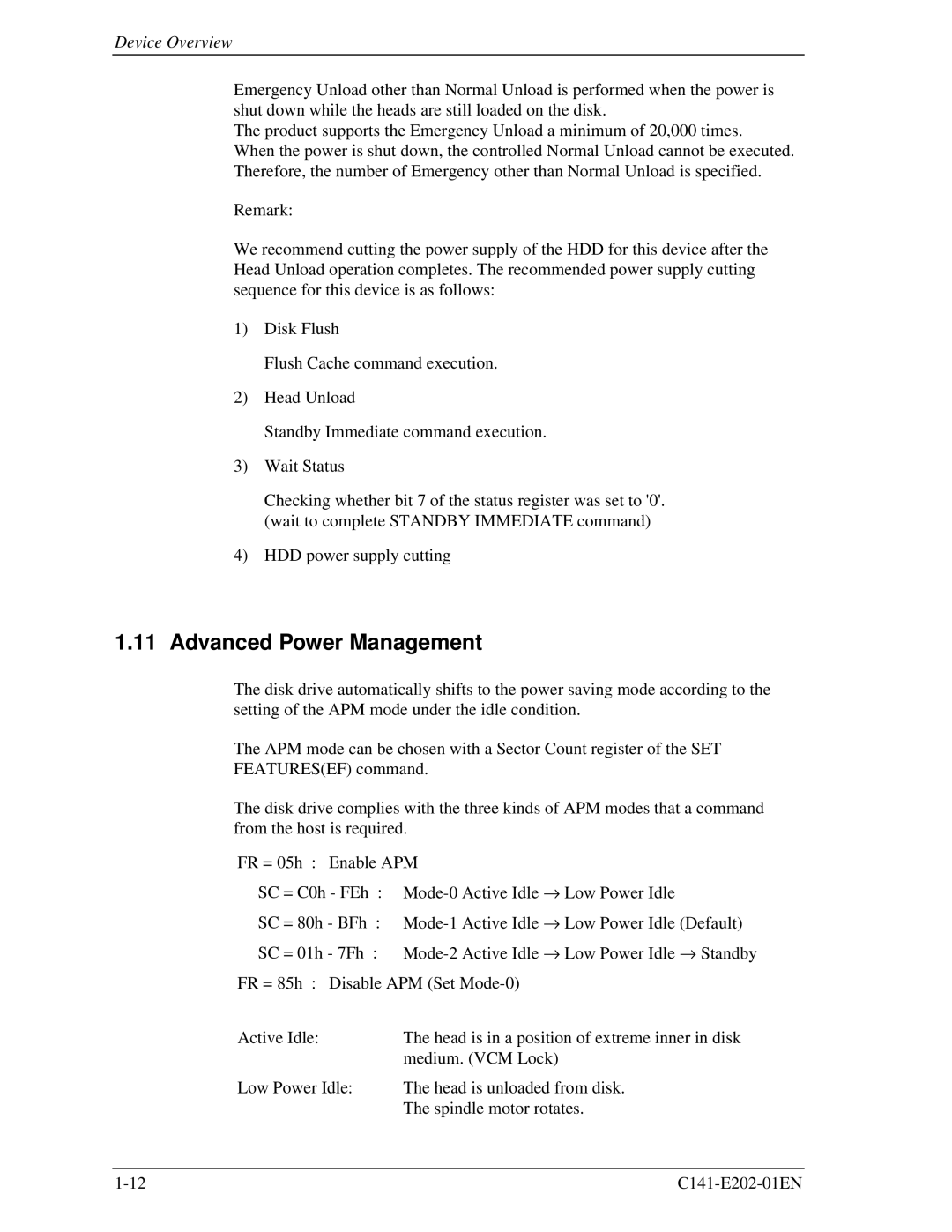 Fujitsu MHU2100AT manual Advanced Power Management 