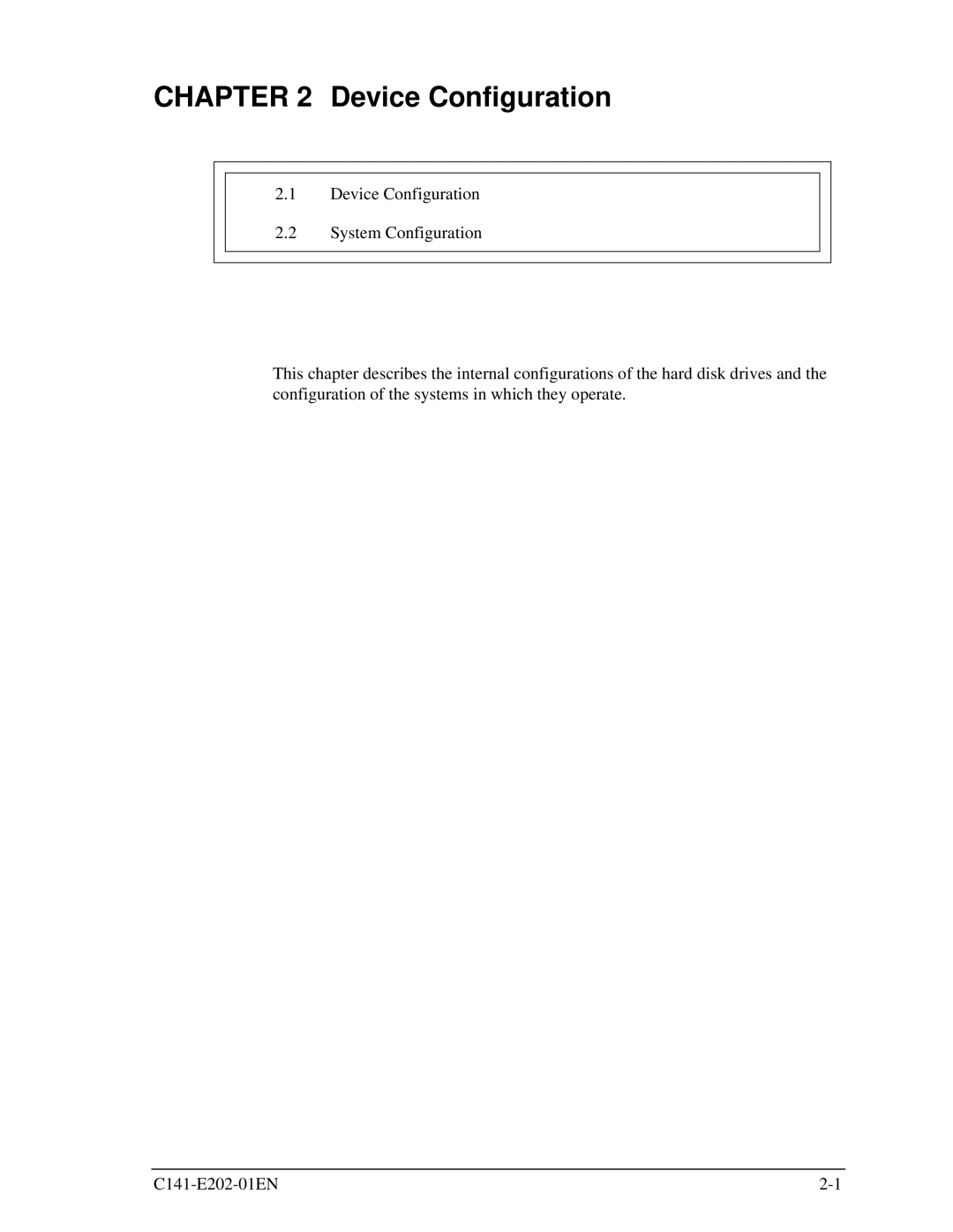 Fujitsu MHU2100AT manual Device Configuration 