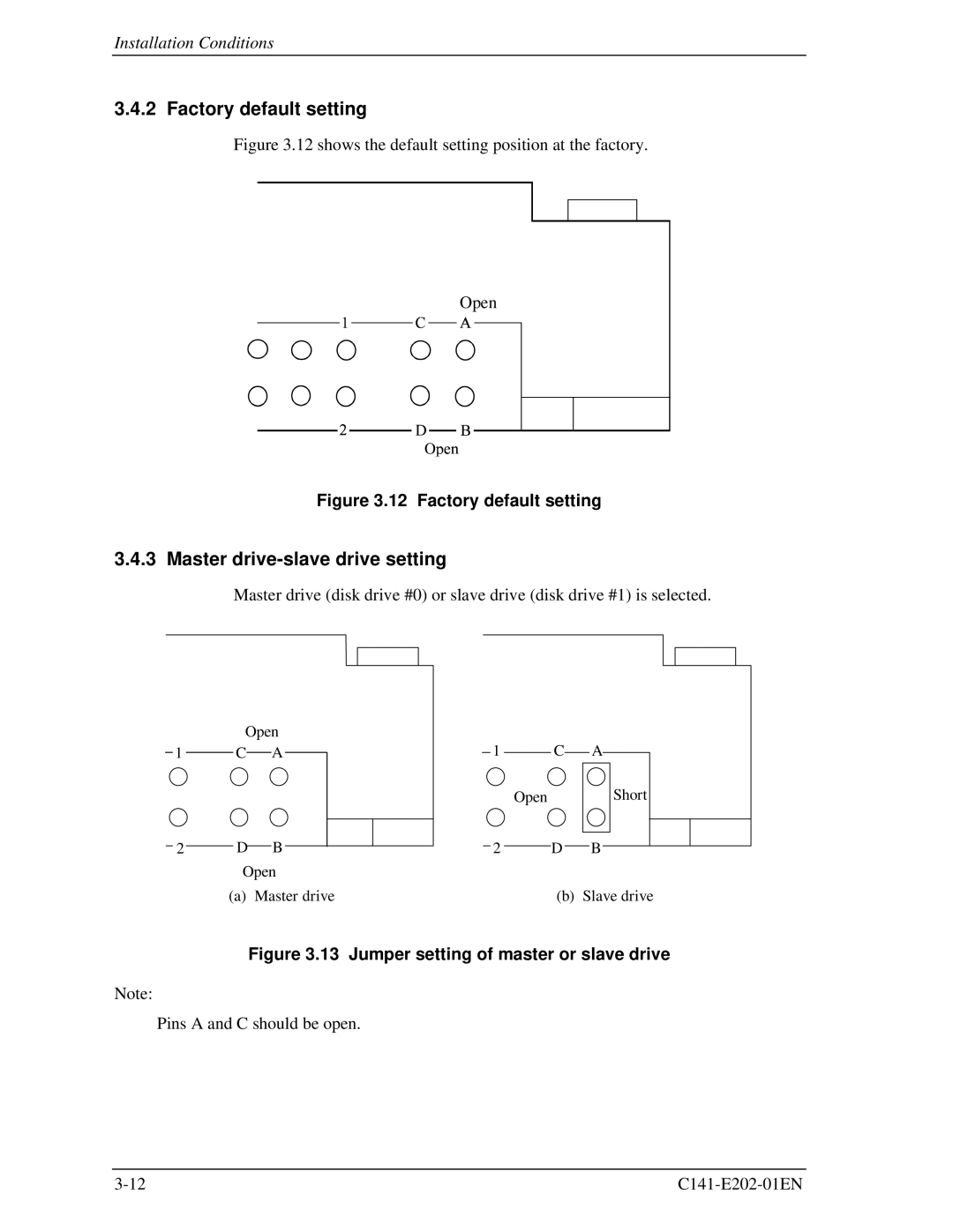 Fujitsu MHU2100AT manual Factory default setting, Master drive-slave drive setting 