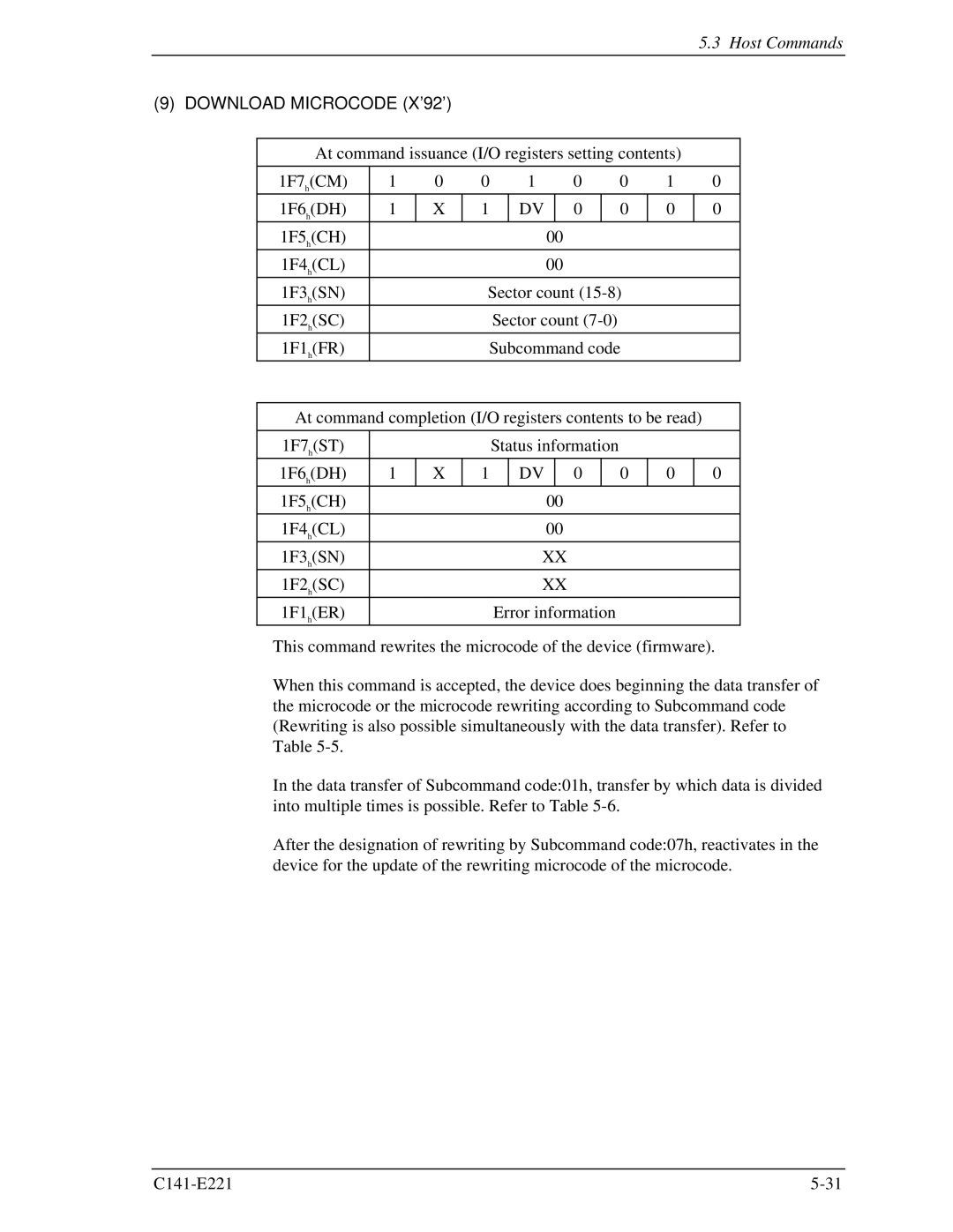 Fujitsu MHV2040AS, MHV2080AS, MHV2060AS manual Download Microcode X’92’ 