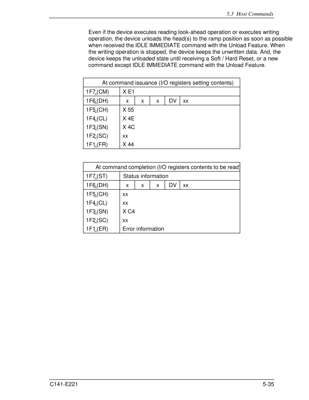 Fujitsu MHV2080AS, MHV2060AS, MHV2040AS manual Host Commands 