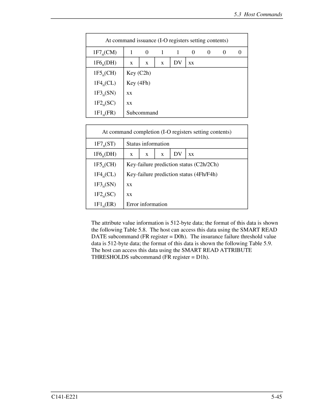 Fujitsu MHV2060AS, MHV2080AS, MHV2040AS manual Host Commands 