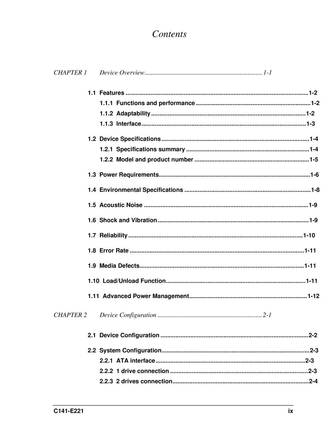 Fujitsu MHV2060AS, MHV2080AS, MHV2040AS manual Contents 