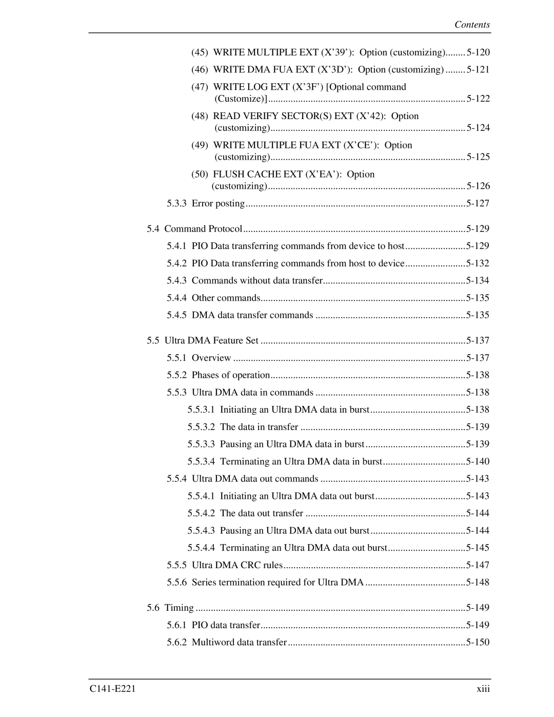 Fujitsu MHV2040AS, MHV2080AS, MHV2060AS manual Write Multiple EXT X’39’ Option customizing 