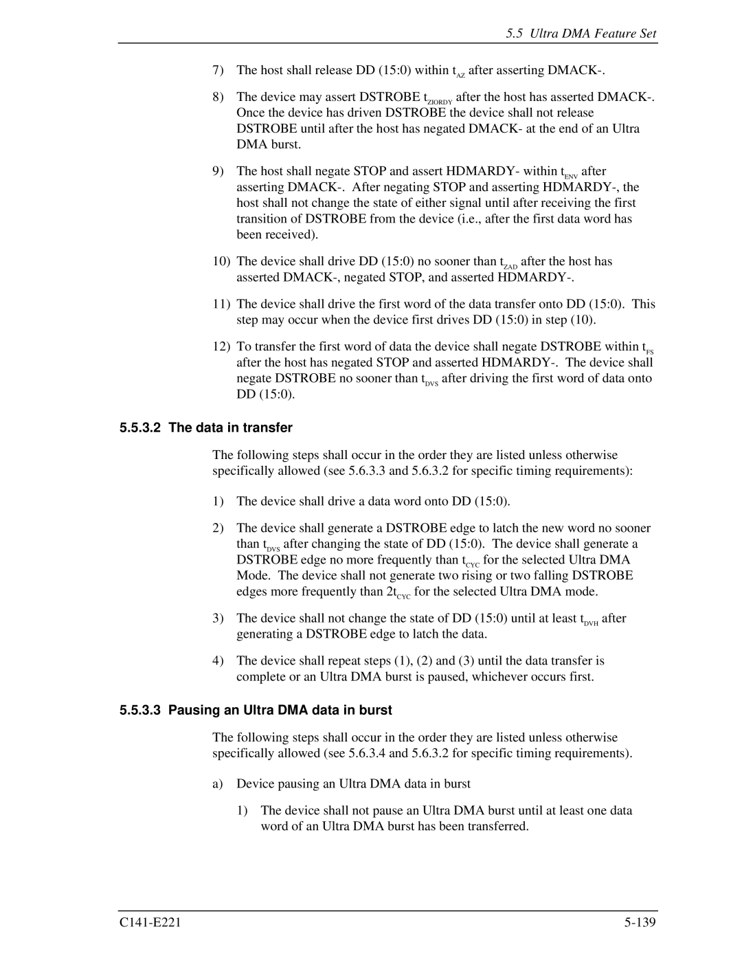 Fujitsu MHV2040AS, MHV2080AS, MHV2060AS manual Data in transfer, Pausing an Ultra DMA data in burst 