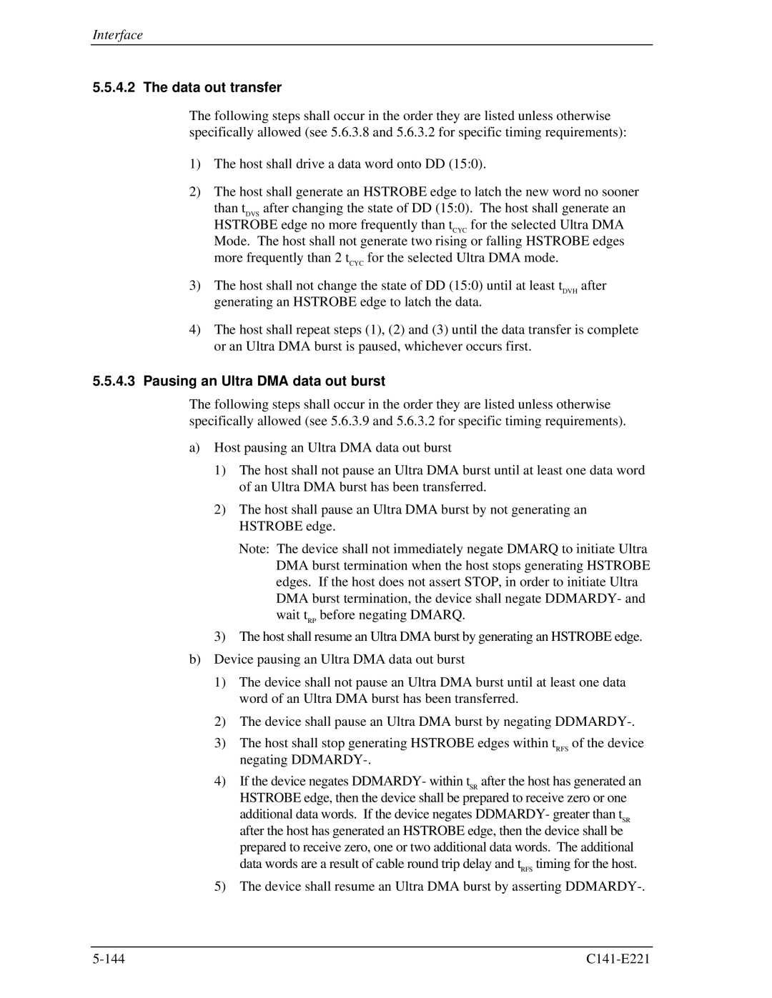 Fujitsu MHV2060AS, MHV2080AS, MHV2040AS manual Data out transfer, Pausing an Ultra DMA data out burst 