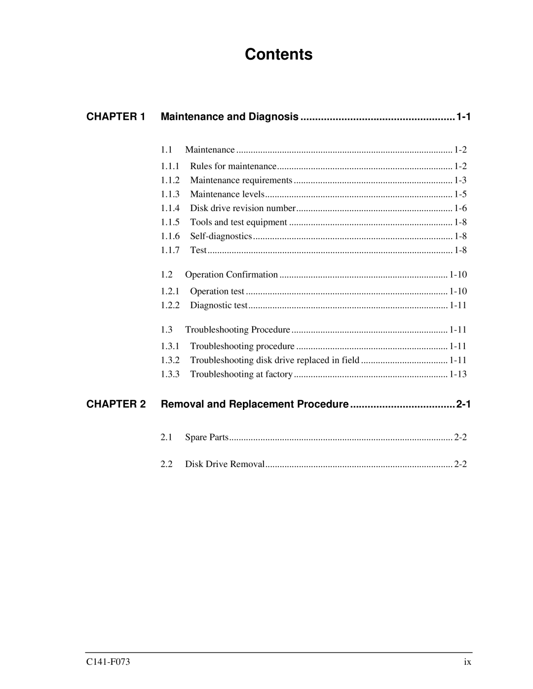 Fujitsu MHV2060AS, MHV2080AS, MHV2040AS manual Contents 