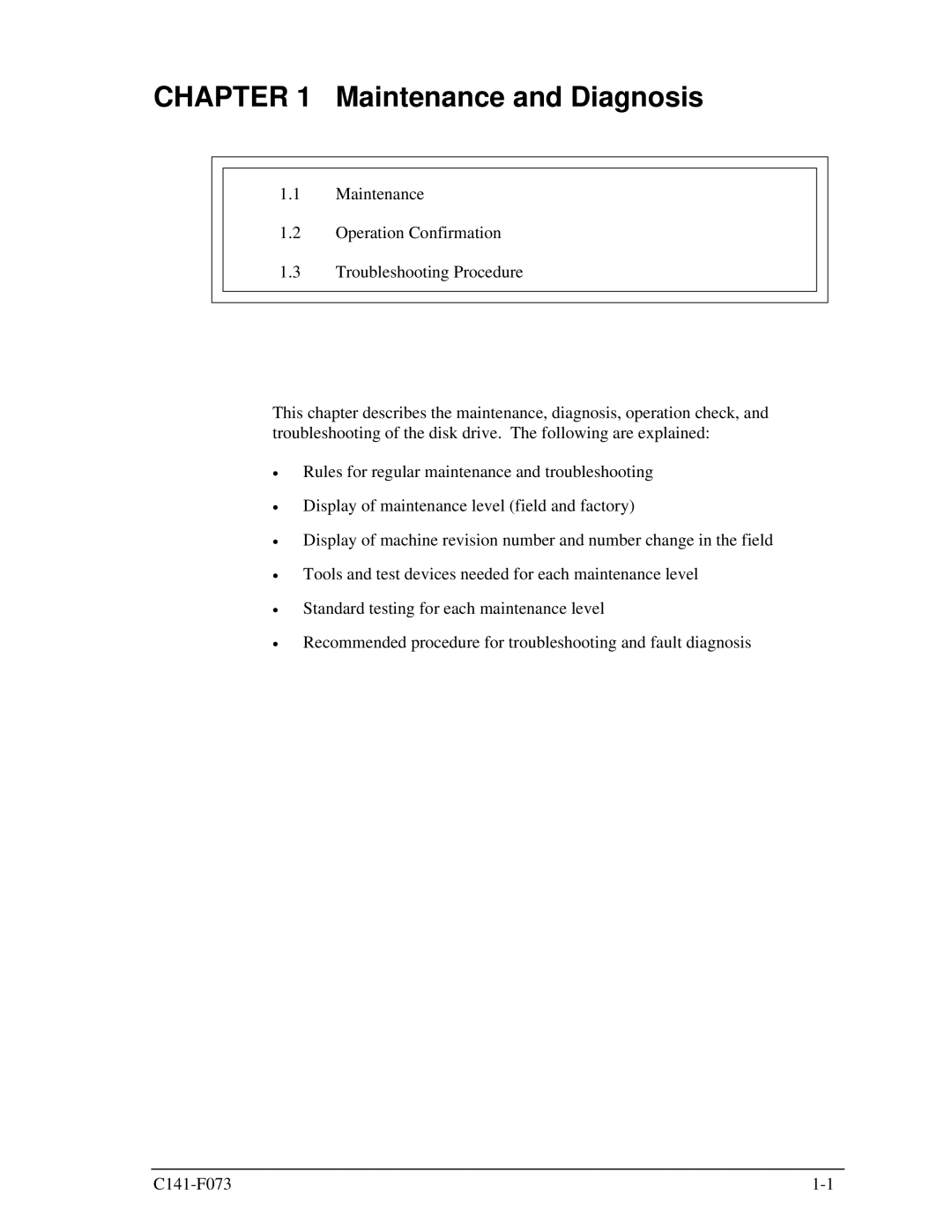 Fujitsu MHV2080AS, MHV2060AS, MHV2040AS manual Maintenance and Diagnosis 