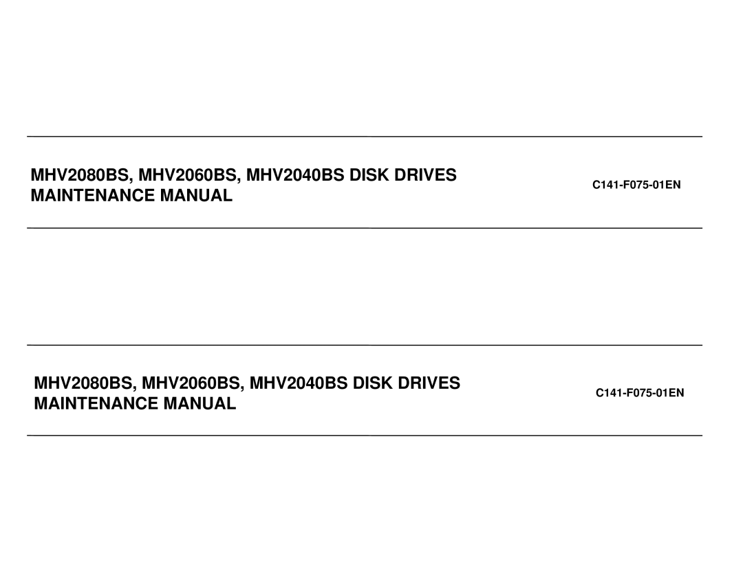 Fujitsu MHV2080BS, MHV2060BS, MHV2040BS manual C141-F075-01EN 