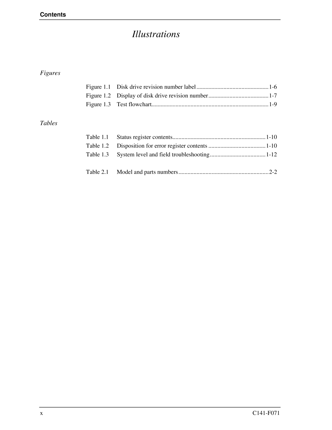 Fujitsu MHV2080AH, MHV2100AH, MHV2060AH, MHV2040AH manual Illustrations, Tables 