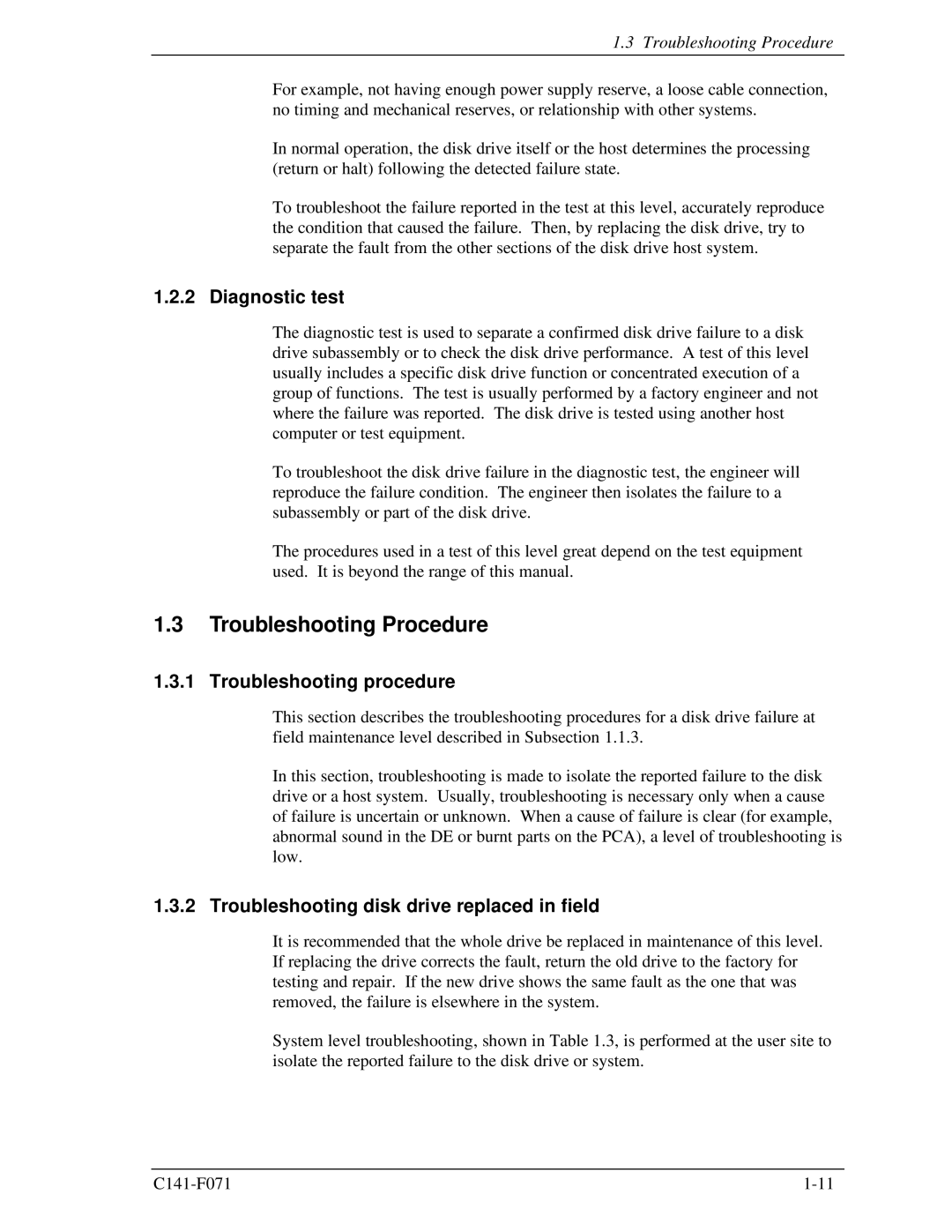 Fujitsu MHV2060AH, MHV2100AH, MHV2080AH, MHV2040AH Troubleshooting Procedure, Diagnostic test, Troubleshooting procedure 