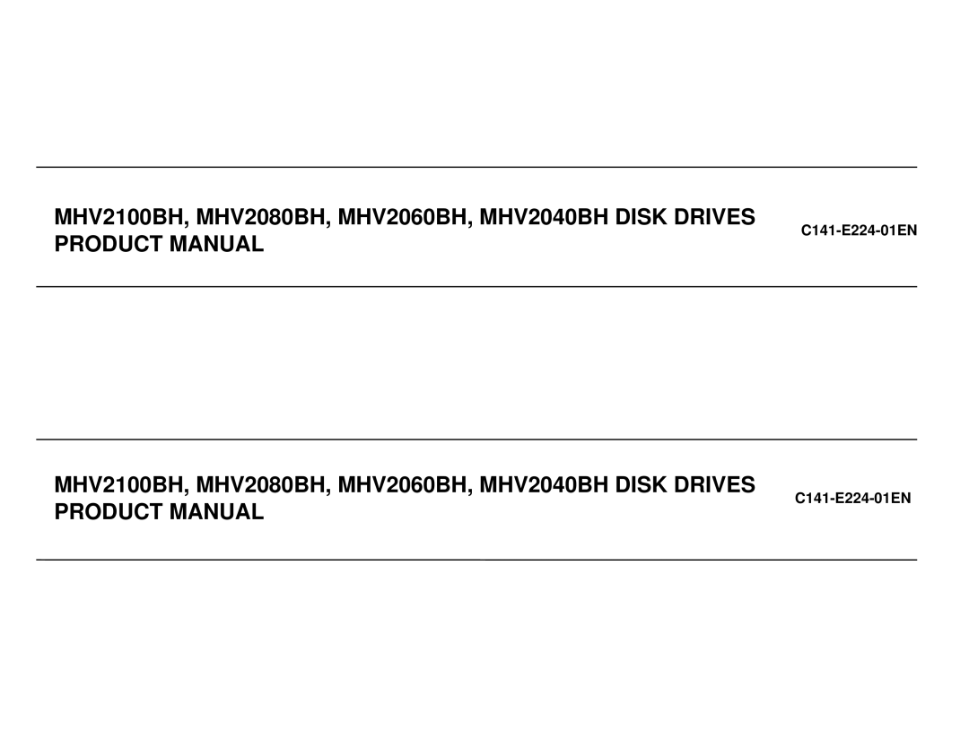 Fujitsu MHV2060BH, MHV2100BH, MHV2080BH, MHV2040BH manual C141-E224-01EN 