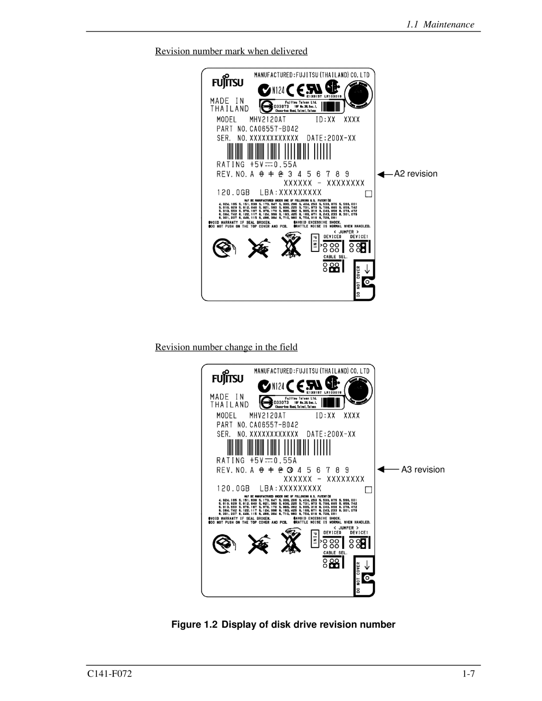 Fujitsu MHV2120AT manual Display of disk drive revision number 