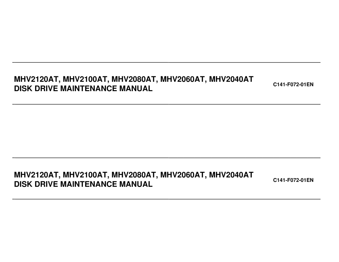 Fujitsu manual MHV2120AT, MHV2100AT, MHV2080AT, MHV2060AT, MHV2040AT, C141-F072-01EN 