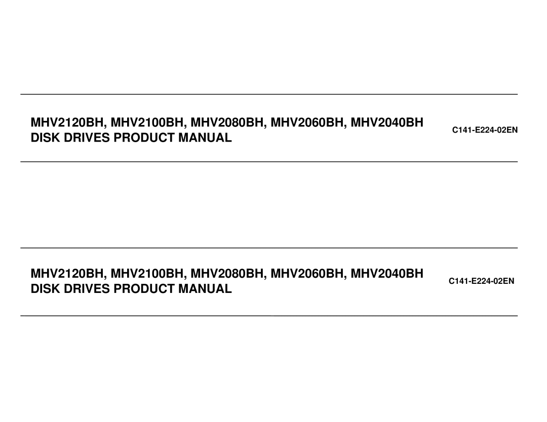 Fujitsu manual MHV2120BH, MHV2100BH, MHV2080BH, MHV2060BH, MHV2040BH, C141-E224-02EN 