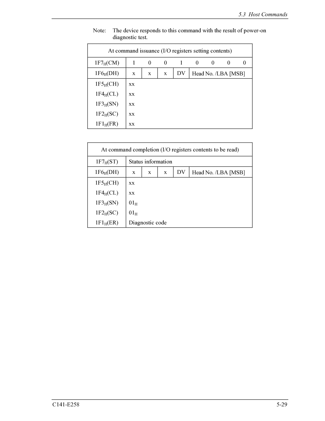 Fujitsu MHW2040AC, MHW2060AC manual Host Commands 