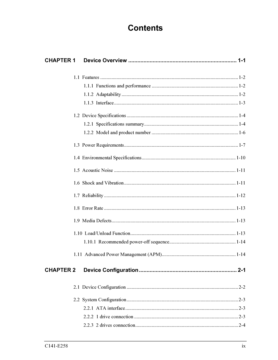 Fujitsu MHW2040AC, MHW2060AC manual Contents 