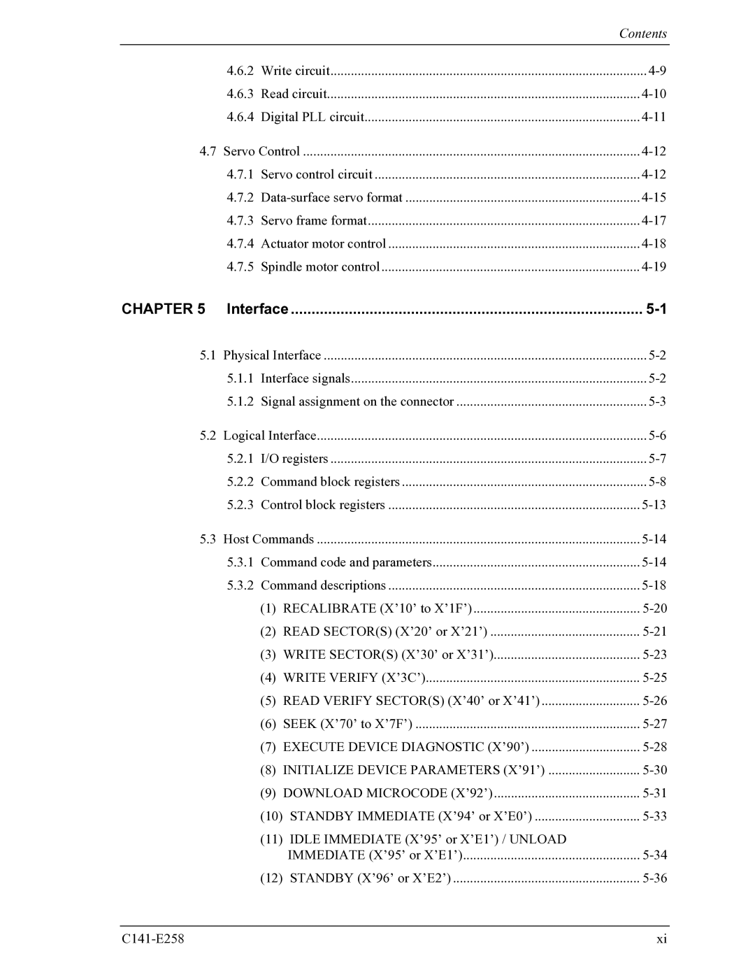 Fujitsu MHW2040AC, MHW2060AC manual Interface, Contents 