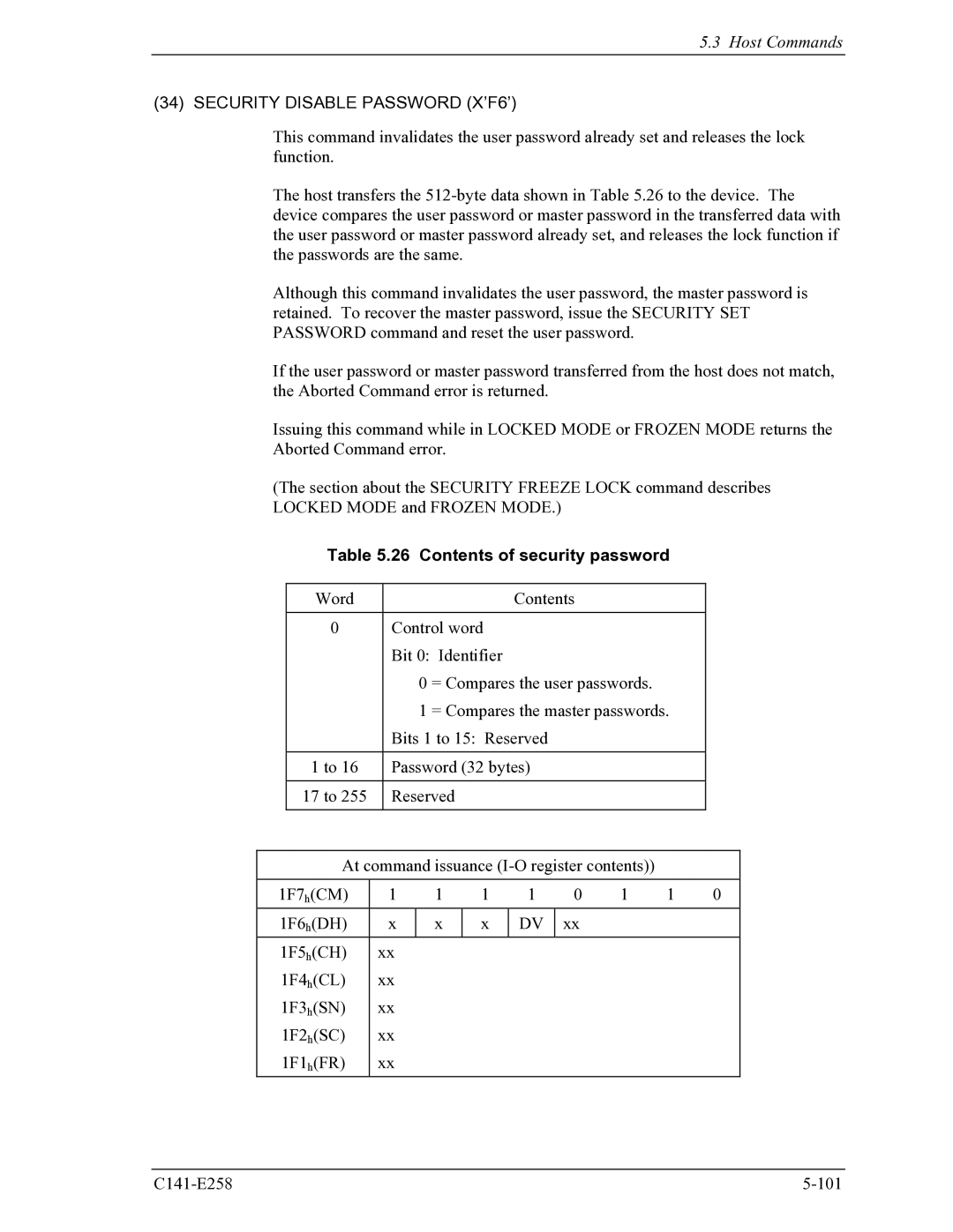 Fujitsu MHW2040AC, MHW2060AC manual Contents of security password 