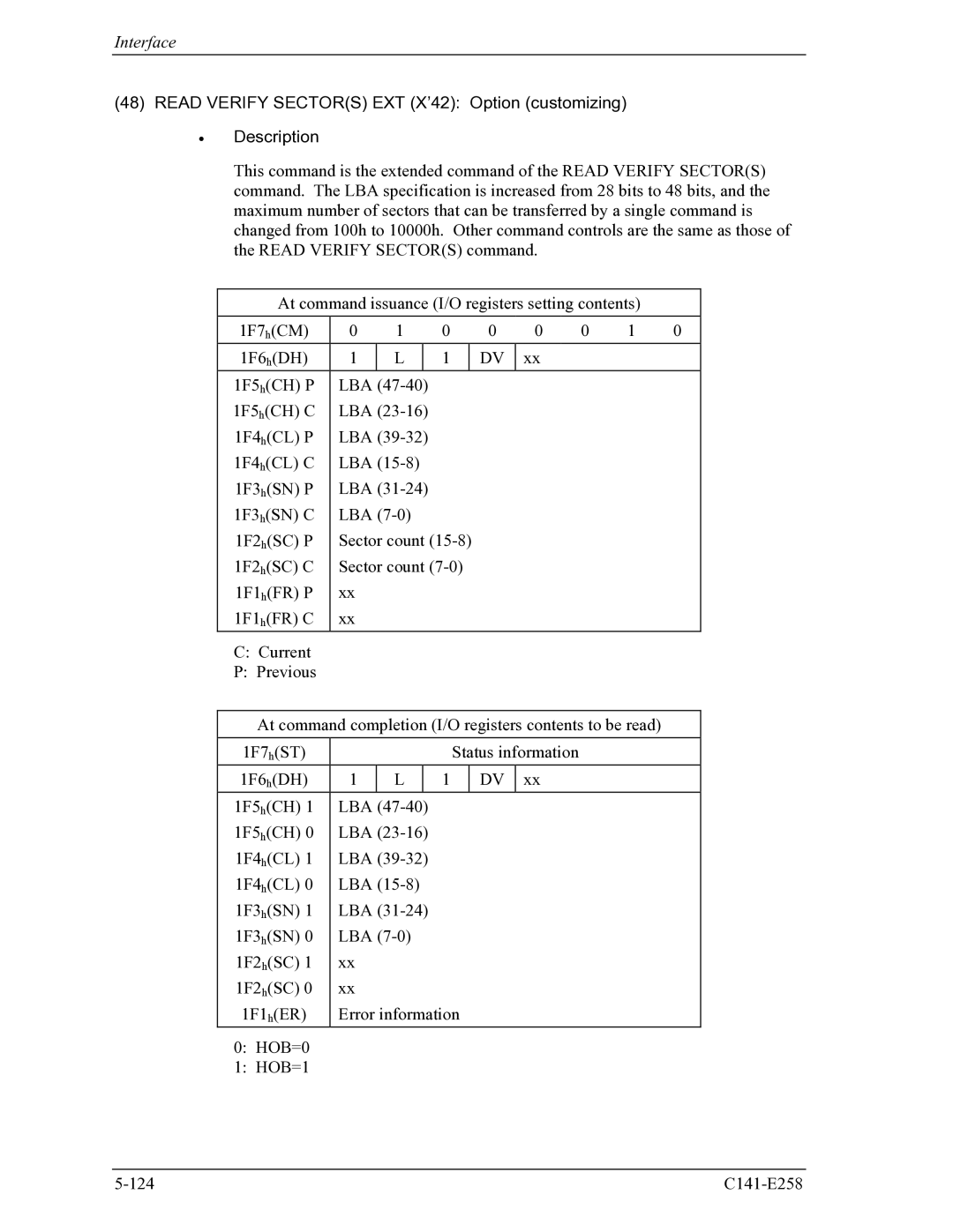 Fujitsu MHW2060AC, MHW2040AC manual Read Verify Sectors EXT X’42 Option customizing Description 