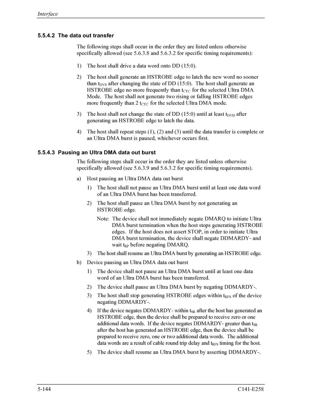 Fujitsu MHW2060AC, MHW2040AC manual Data out transfer, Pausing an Ultra DMA data out burst 