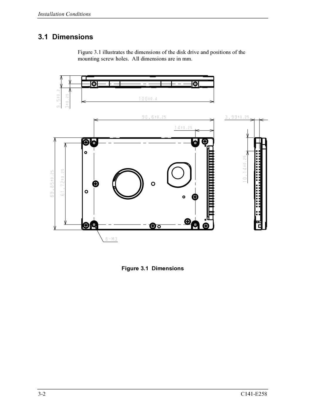 Fujitsu MHW2060AC, MHW2040AC manual Dimensions 