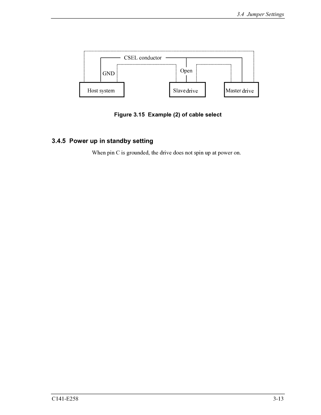 Fujitsu MHW2040AC, MHW2060AC manual Power up in standby setting, Example 2 of cable select 